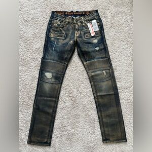 ROCK REVIVAL Ayaan Biker Straight Stretch Denim Jeans